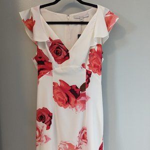 Guess Spanish Rose Flutter Sleeve Date Dress